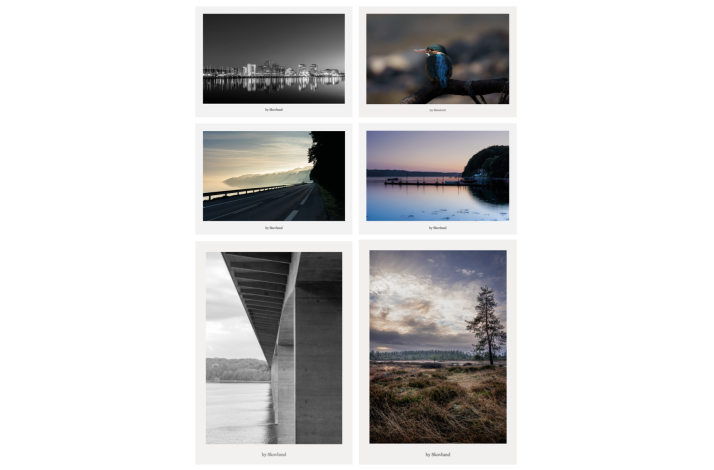 Skabt i Vejle postkortpakke med seks kunstpostkort, der viser bylandskab, vandl�b, broarkitektur og hedelandskab i afd�mpet, nordisk lys.